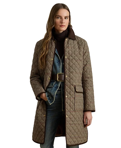 Lauren Ralph Petite Barn Quilted Corduroy-Trim Coat