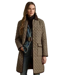 Lauren Ralph Petite Barn Quilted Corduroy-Trim Coat
