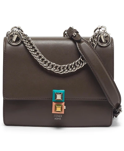 Pre-Owned Fendi Women's Kan I Mini Studded Leather Shoulder Bag