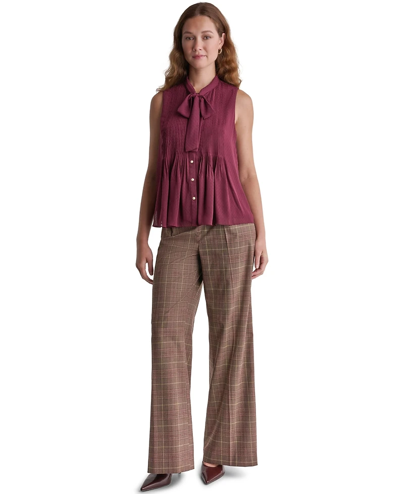 Bcbg Women's Sleeveless Tie-Neck Pleated Blouse