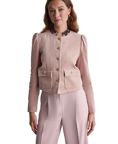 Bcbg Women's Corduroy Puff-Shoulder Collarless Jacket