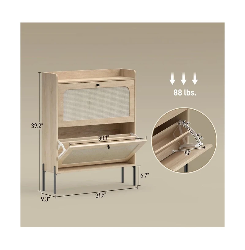 Slickblue Shoe Cabinet with Adjustable Removable Shelves for Flexible Storage