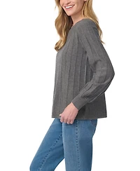 Gloria Vanderbilt Women's Thelma Ribbed-Knit Boat Neck Loose-Fit Sweater
