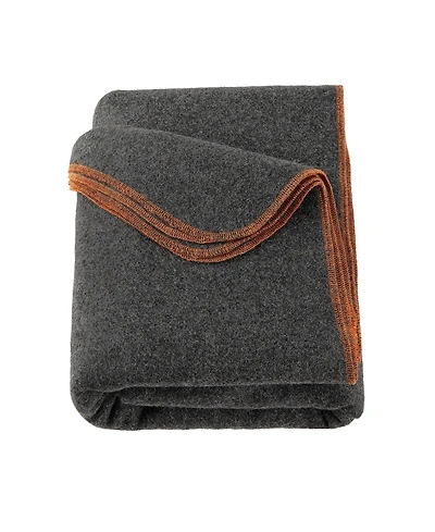 Maxsa Wool Camping Blanket, 80% Wool 20% Polyester Outdoor Throw, Warm Portable Blanket with Stitched Edges, Solid Gray, 59" x 86.6