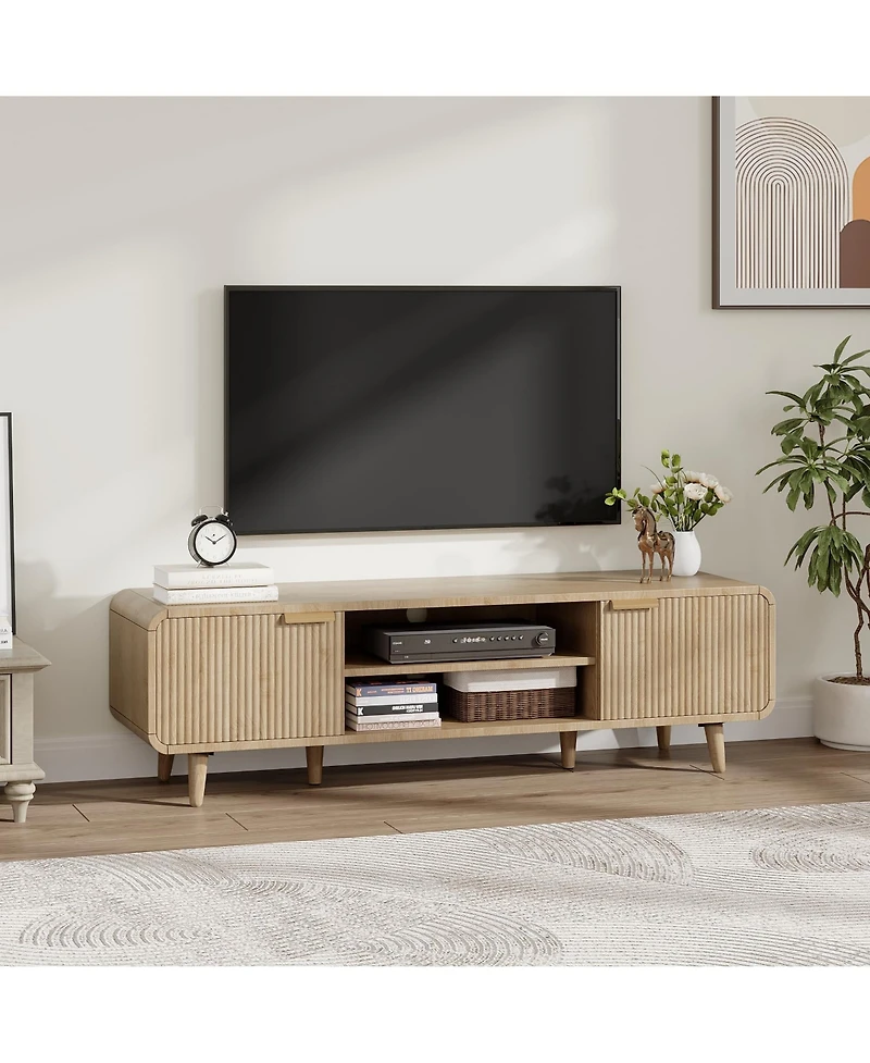 gaomon Tv Stand for 65 Inch Tv, 54 in. Media Tv Console with Open Storage Shelves, Storag-e Cabinet, Modern Entertainment Center for Living Room
