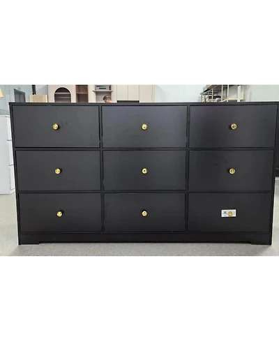 Gaomon Wide Modern Chest Of Drawers, Spacious 9 Drawer Dresser With Round Metal Pull Handles, Functional Storage Cabinet For Bedroom Living Room