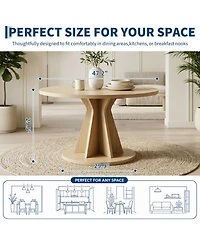 Gaomon 47.2 Inch Round Dining Table For 4 Persons, Kitchen Table, 1.18 Thick Tabletop, Modern Styling
