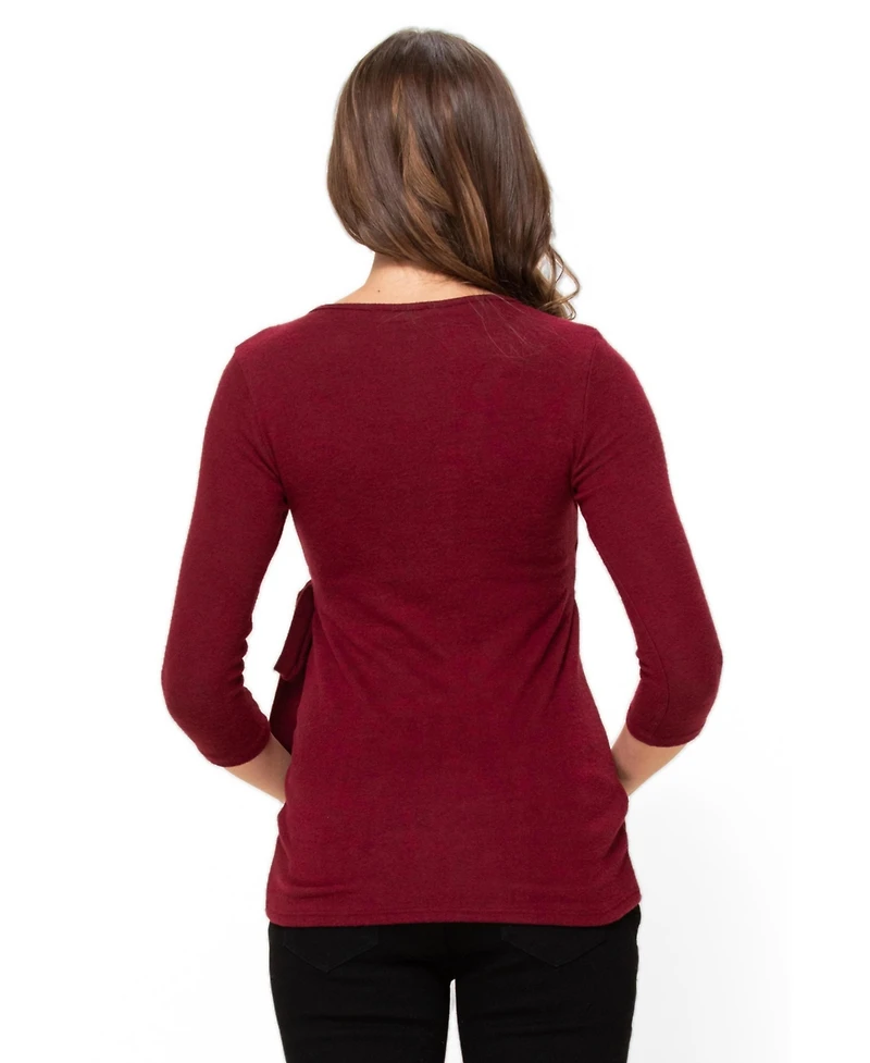Hello Miz Women's Nursing Wrap V Neck 3/4 Sleeve Top