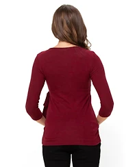 Hello Miz Women's Nursing Wrap V Neck 3/4 Sleeve Top