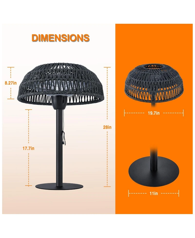 Ltmate Global Inc. 1500W Tabletop Patio Heater with Woven Rattan Shade