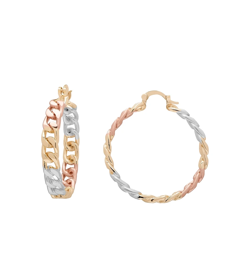 Macy's Tri-Color Link Hoop Earrings