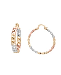 Macy's Tri-Color Link Hoop Earrings