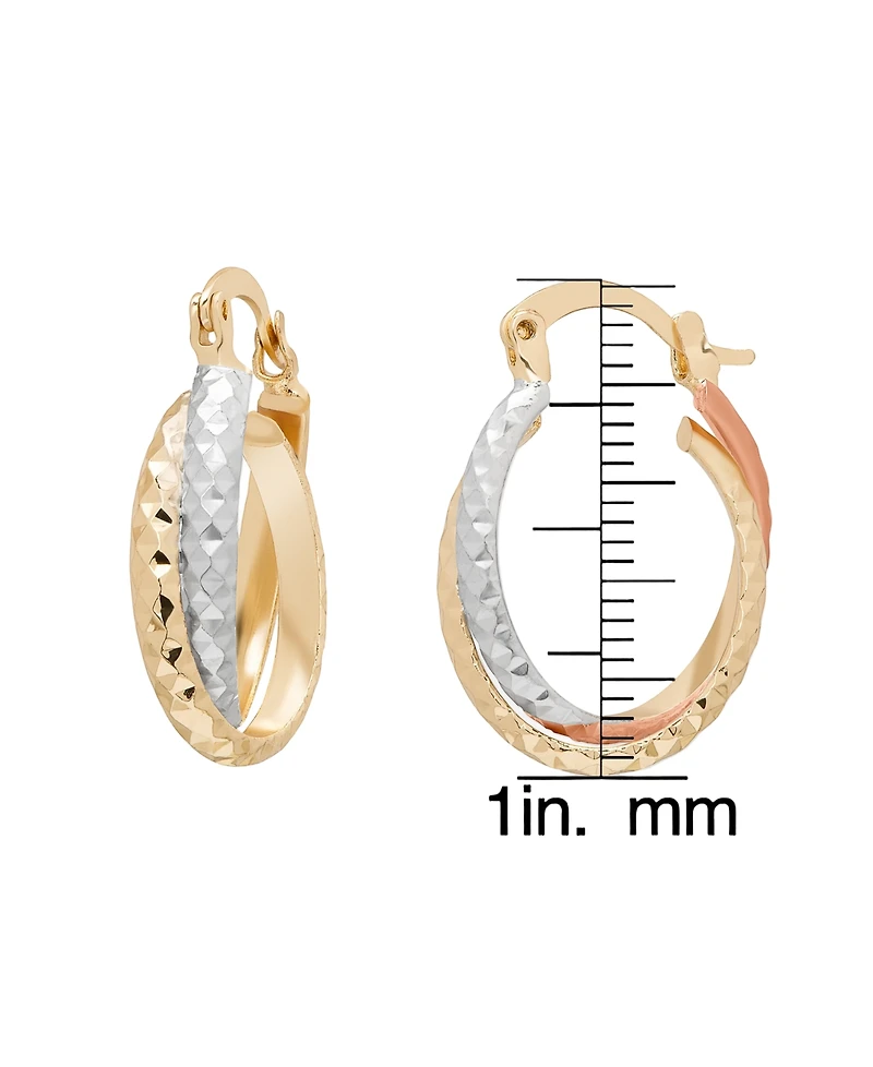 Macy's Tri-Color Intertwined Hoop Earrings