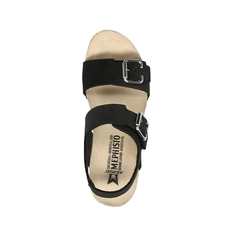Mephisto Women's Lissandra Black Sandalbuck Platform Wedge Sandal