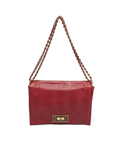 Pre-Owned Fendi Women's Large Claudia Pequin Embossed Leather Shoulder Bag