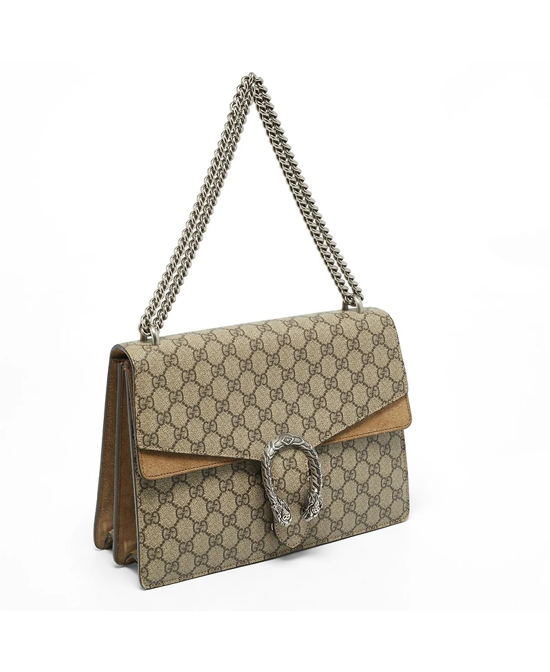 Pre-Owned Gucci Dionysus Medium Gg Supreme Canvas and Suede Shoulder Bag