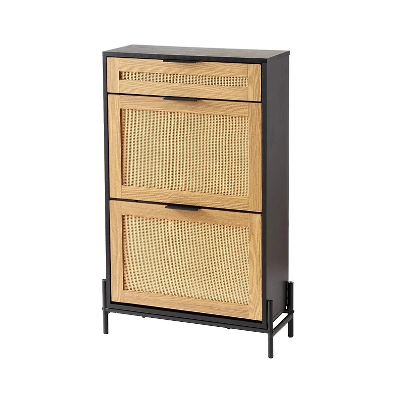 Slickblue Entryway Shoe Cabinet with 2 Flip-Top Drawers and Compact Storage