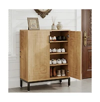 Slickblue Engineered Wood Shoe Cabinet with 2 Front Doors for Home Storage