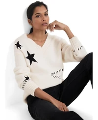 Mint Velvet Women's Star Knit Jumper Long Sleeve Regular Cardigan