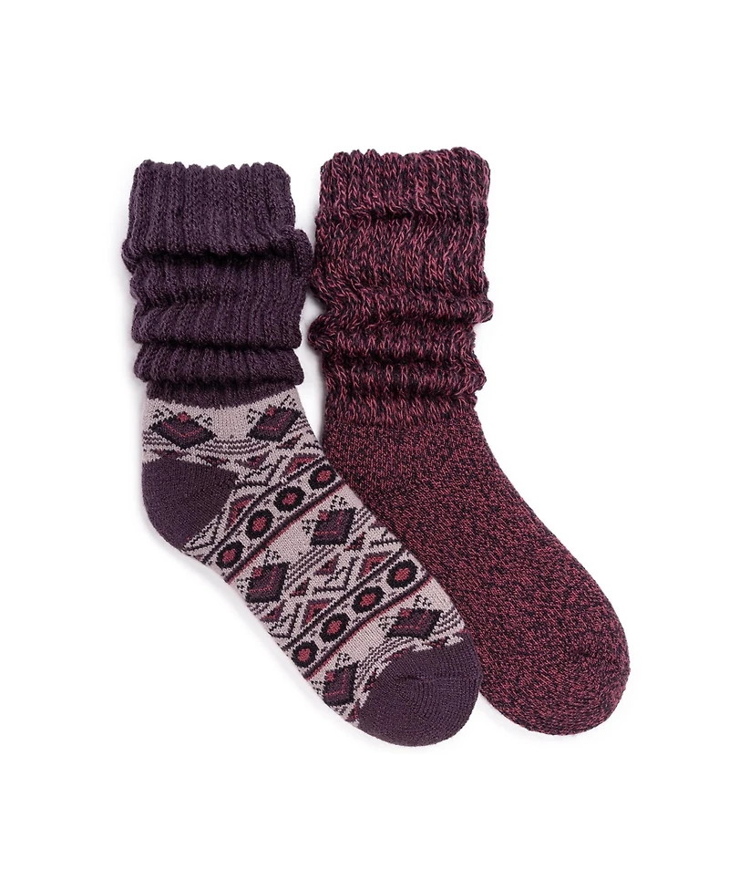 Muk Luks Women's 2 Pair Pack Slouch Heat Retainer Socks