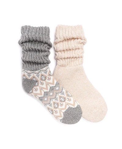 Muk Luks Women's 2 Pair Pack Slouch Heat Retainer Socks