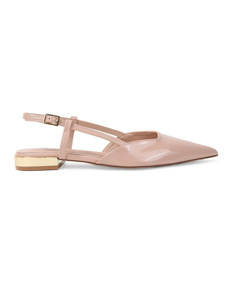 Berness Cass Patent Slingback Flats with Gold-Tone Heel