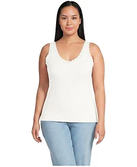 Lands' End Plus Variegated Micro Rib Lace Trim Cami