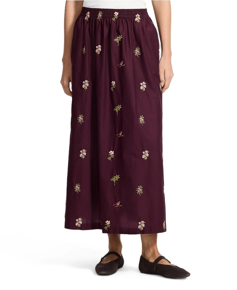 Lands' End Women's Poplin Pull On Maxi Skirt
