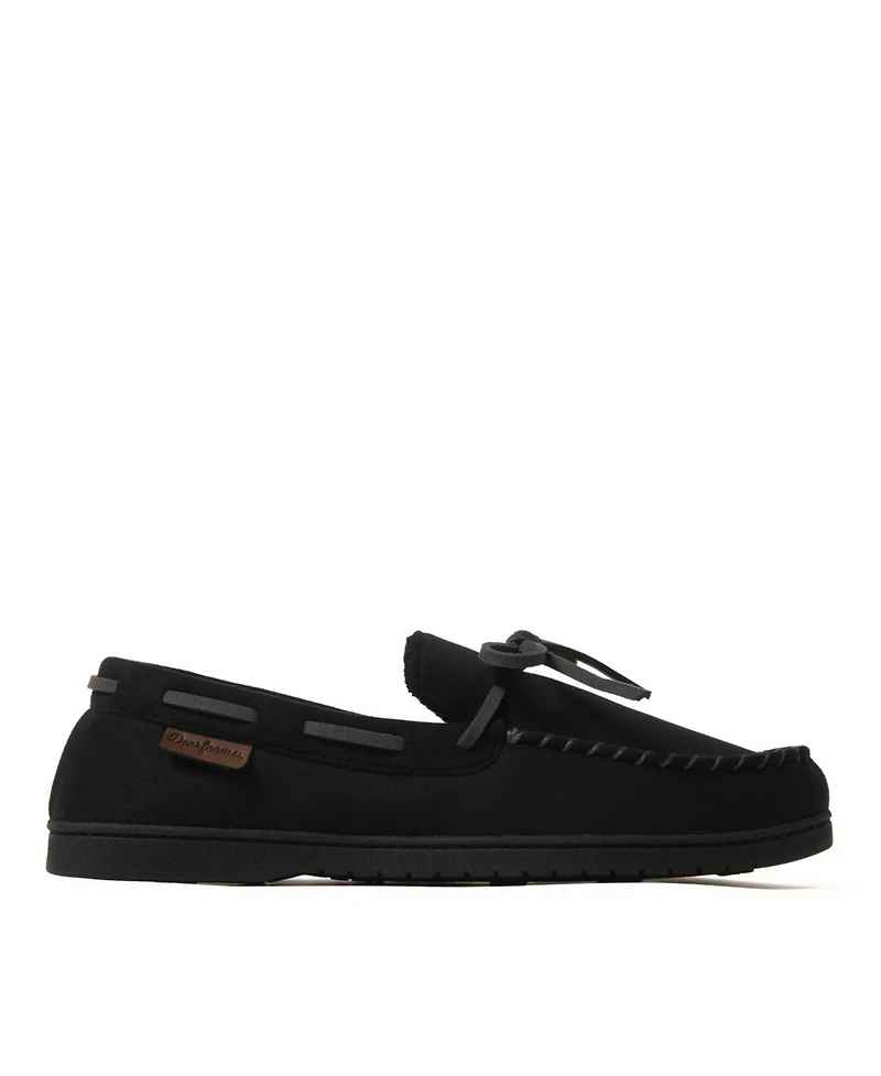 Dearfoams Men's Toby Moccasin Slipper with Tie