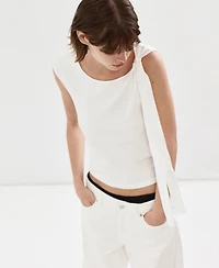 Mango Women's Tie Detail Fine-Knit Sweater