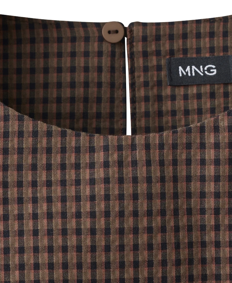 Mango Women's Gingham Check Cottoned Dress