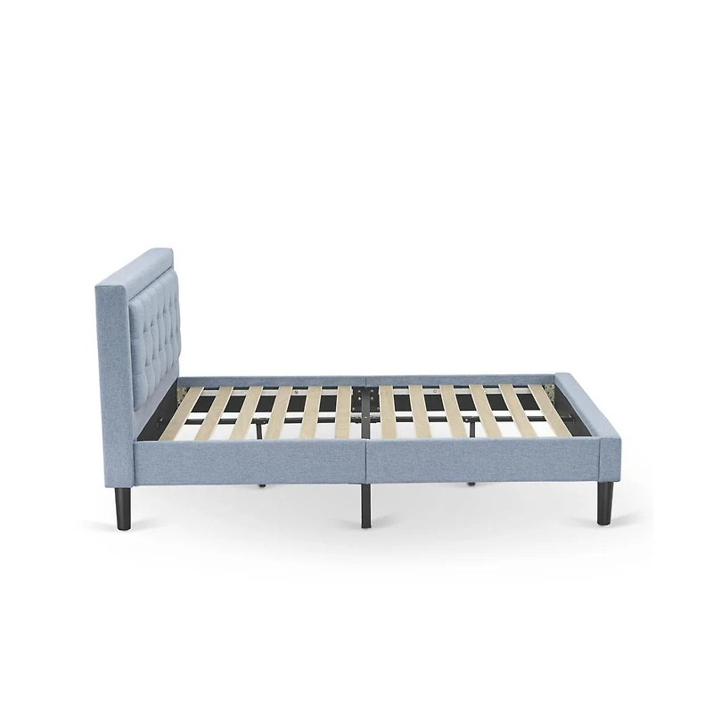 East West Furniture FN11F-1VL0C 2-Piece Platform Full Size Bedroom Set with 1 Mid Century Bed and a Bedroom Nightstand