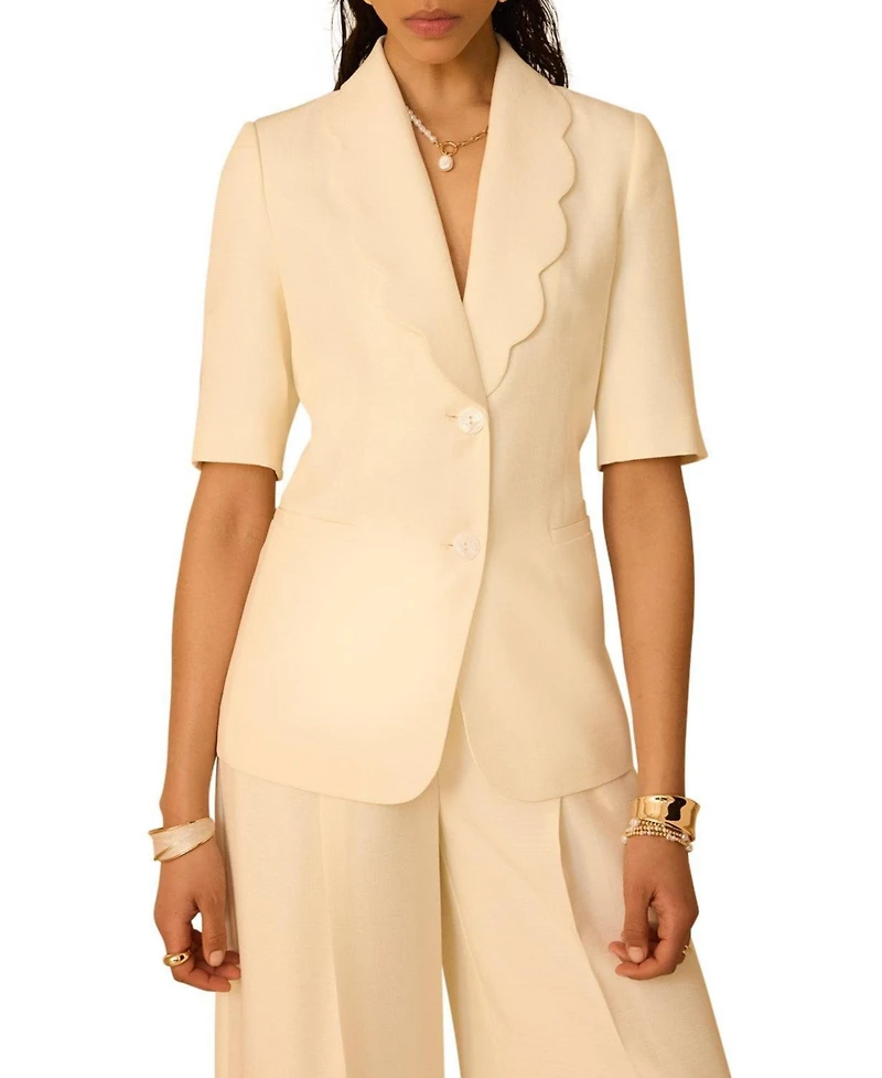 Mint Velvet Women's Scallop Short Sleeve Blazer