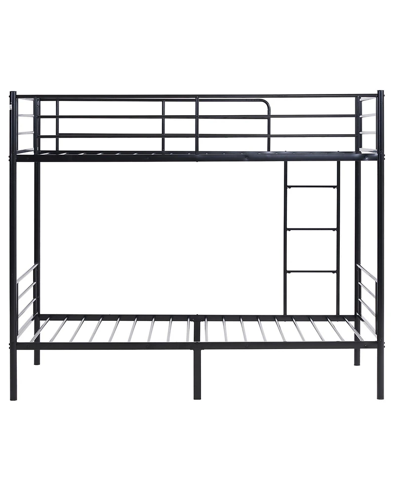 Slickblue Kids Twin Bunk Bed with Metal Frame, Ladder and Safety Guardrails