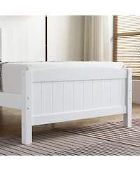 Slickblue Twin Pine Wood Bed with Curved Headboard and Vertical Stripes