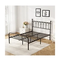 Slickblue Metal Platform Bed Frame with Steel Slats and Underbed Storage