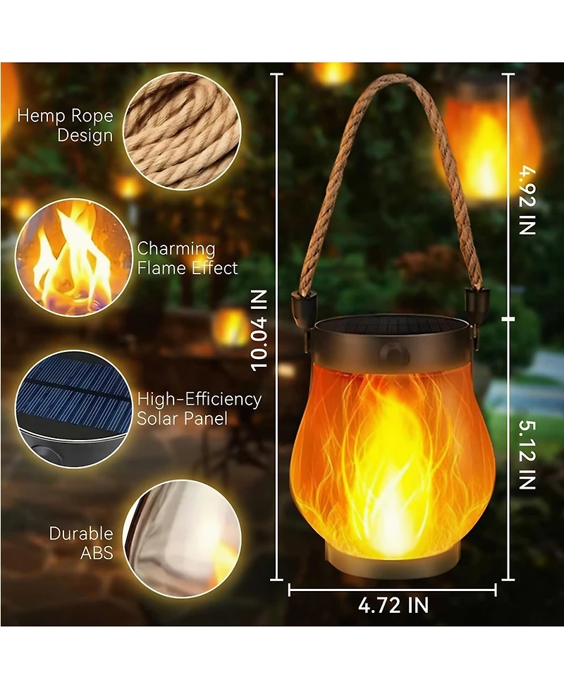 Cushry Solar Lantern Outdoor Lights Large Waterproof Flickering Flame Solar Lantern for Yard Garden Patio Hanging Tabletop Decor ( Pieces