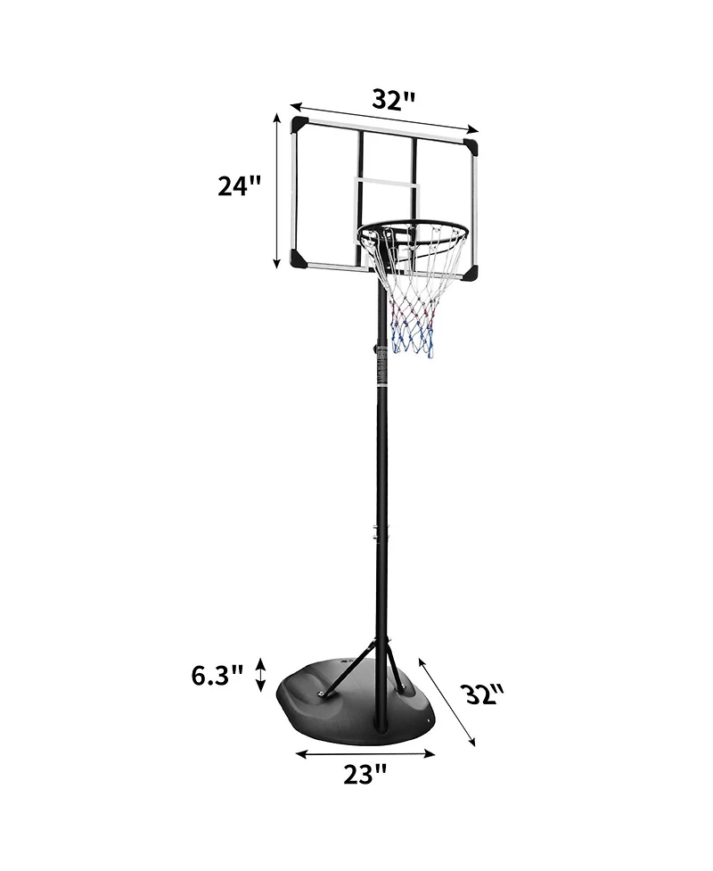 Zeny Portable Basketball Hoop System Stand Height Adjustable with Backboard and Wheels for Indoor Outdoor Goal