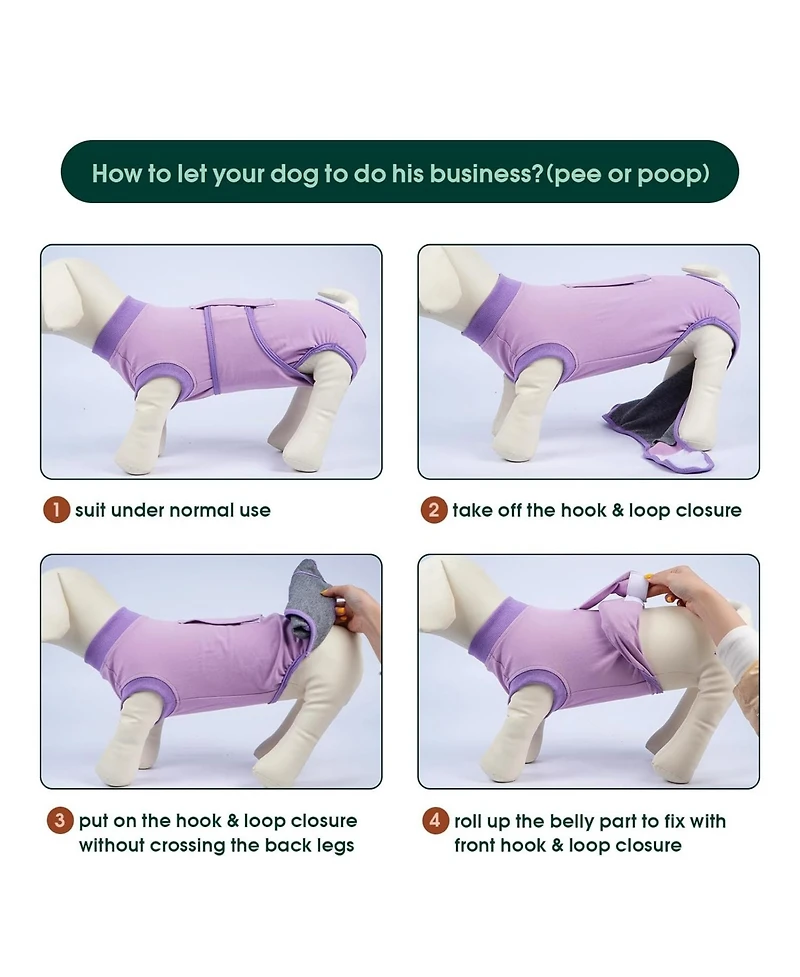 Cotton-Blend Post-Surgery Recovery Bodysuit Onesie for Dogs, E-Collar Alternative