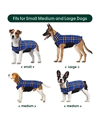 Reversible Waterproof Fleece-Lined Dog Jacket with Leash Access for Cold Weather