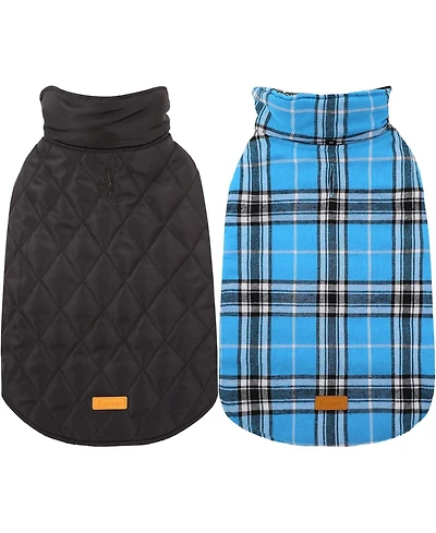 Reversible Waterproof Fleece-Lined Dog Jacket with Leash Access for Cold Weather