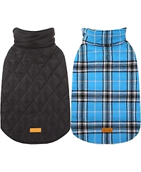Reversible Waterproof Fleece-Lined Dog Jacket with Leash Access for Cold Weather