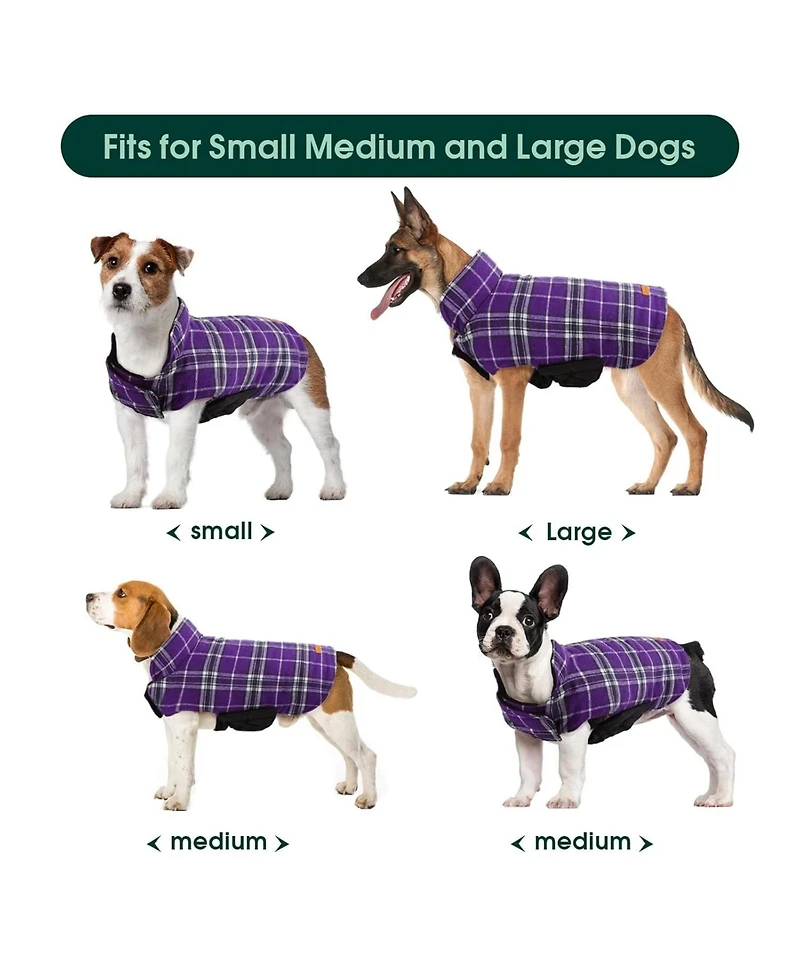 Reversible Waterproof Fleece-Lined Dog Jacket with Leash Access for Cold Weather