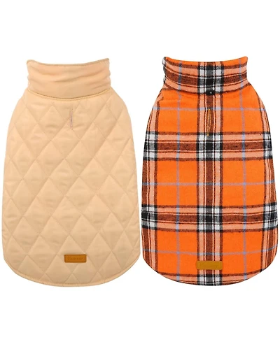 Reversible Waterproof Fleece-Lined Dog Jacket with Leash Access for Cold Weather
