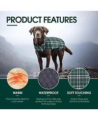 Reversible Waterproof Fleece-Lined Dog Jacket with Leash Access | Cold Weather Coat for Medium Dogs