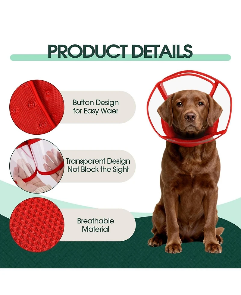Soft Double-Layer Mesh and Transparent Pvc Recovery Cone Collar for Dogs
