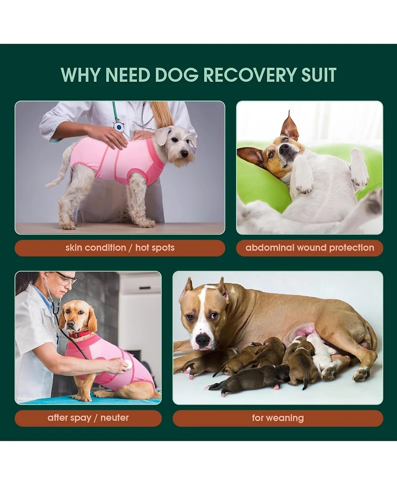 Cotton-Spandex Post-Surgery Recovery Bodysuit Onesie for Dogs