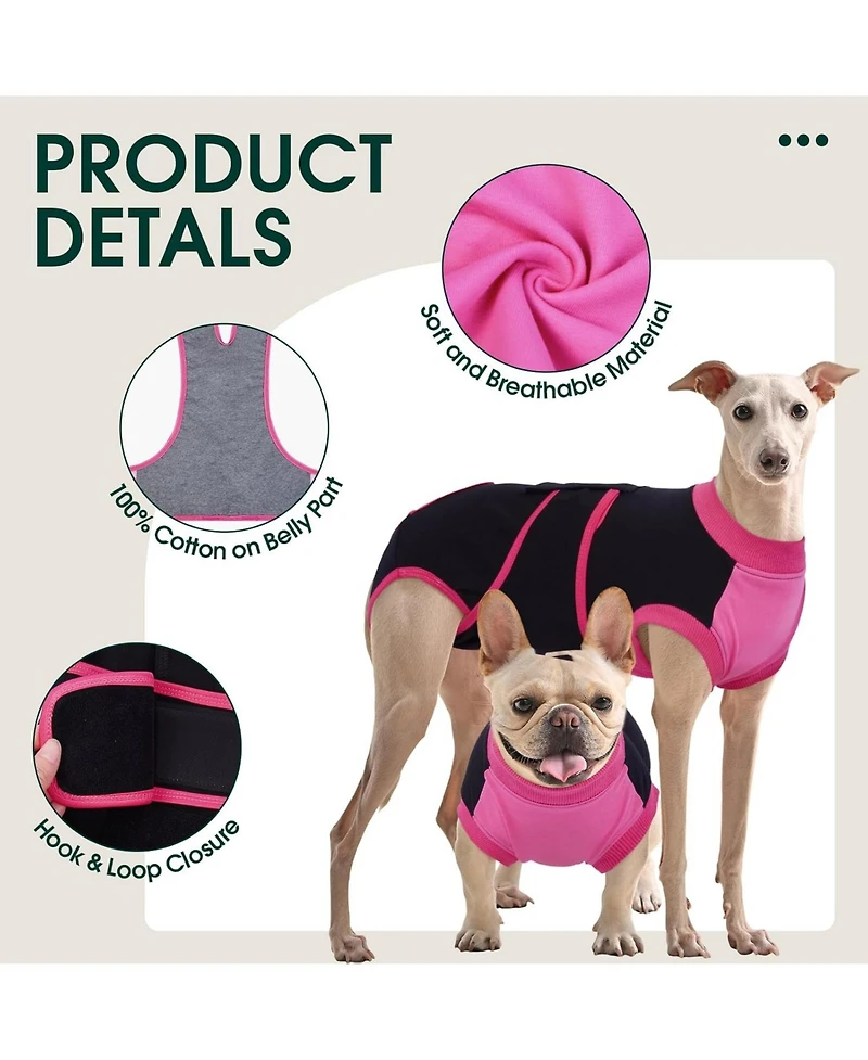 Cotton-Spandex Post-Surgery Recovery Bodysuit Onesie for Dogs