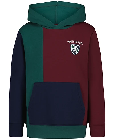 Tommy Hilfiger Boys' 8-20 Griffin Badge Colorblock Kangaroo Pocket Cotton-Polyester Blend Pullover Hoodie