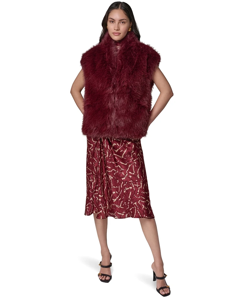 Donna Karan New York Women's Faux-Fur Sleeveless Vest